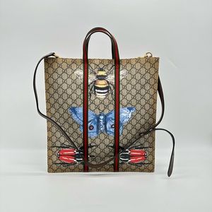 Gucci GG Logo Supreme Bees Large Tote Shoulder Bag
